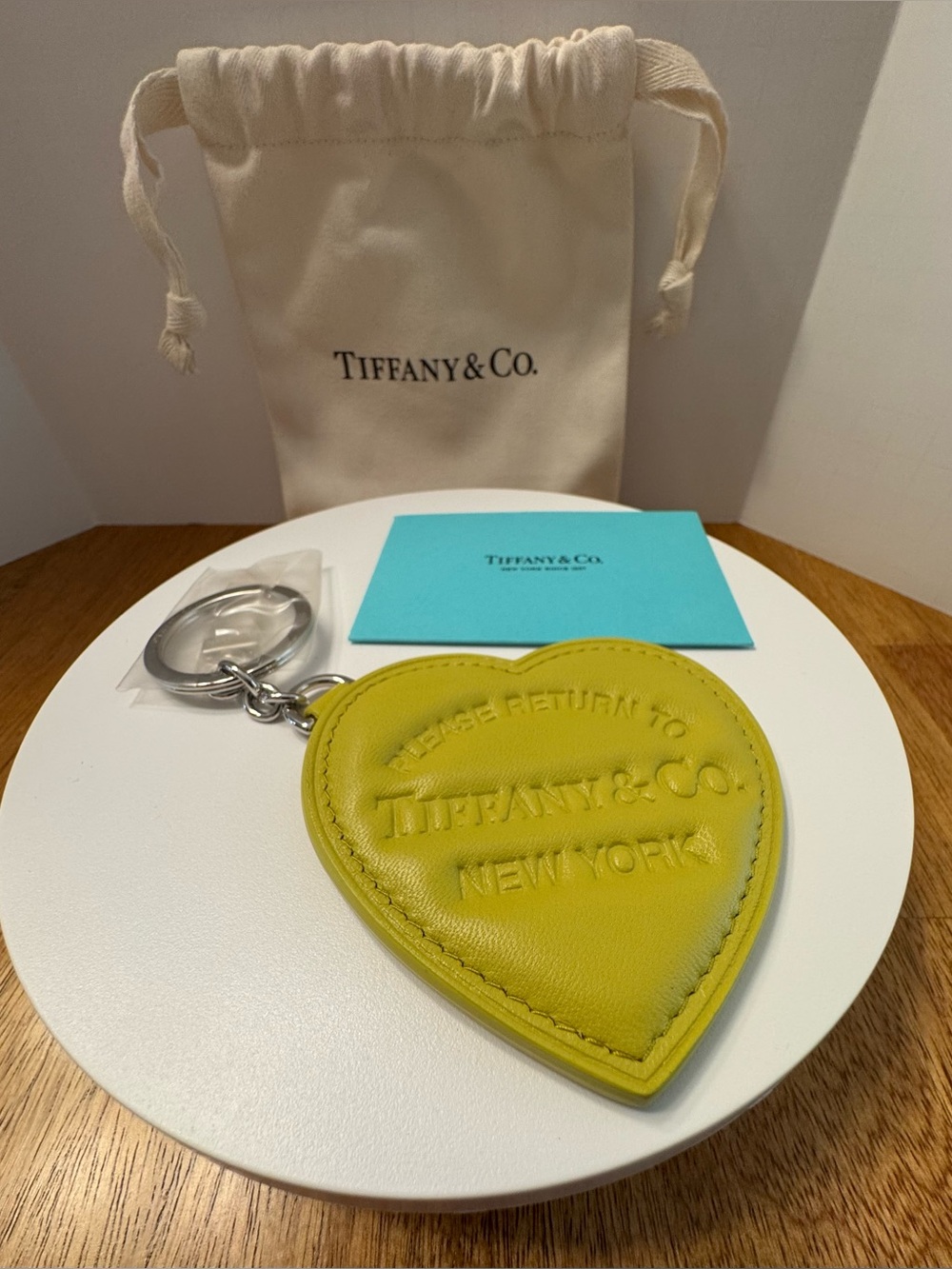 Tiffany & Co. Please Return To Yellow Heart Leather Key Ring